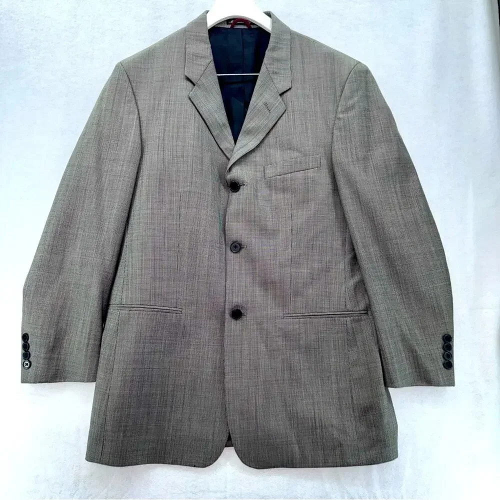 Men’s Pierre Cardin 100% Wool Blazer Sport Coat size 40 Regular Black & White